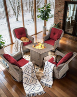 Patio Chairs Outdoor Swivel Glider - Set of 4 High Back Outside Brown Wicker Rattan Rocking Chair with Thick Cushion - Photo 2