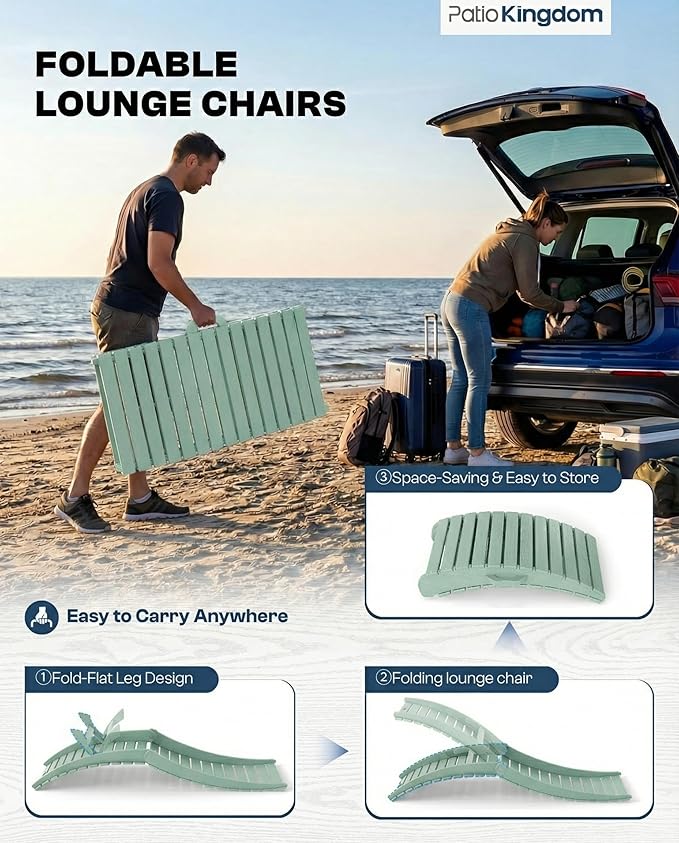 in-Pool Lounge Chairs Set of 2, Folding HDPE Pool Chairs Anti-Floating No Sandbags with Cup Holder & Handles - Photo 3
