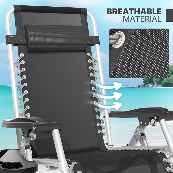 Magshion Zero Gravity Chair with Cushion, Reclining Outdoor Patio Lounge Chair, Folding Indoor Anti Gravity Recliner - Photo 6