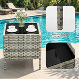 GarveeHome 3-Piece Patio Bistro Set, PE Rattan Outdoor Conversation Furniture with 2 Cushioned Chairs & Coffee Table - Photo 4