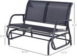 Outdoor Bench 2-Person Glider Bench for Outside Patio Weatherproof Metal Outdoor Benches for Garden, Park - Photo 3