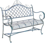 Safavieh PAT5017C Outdoor Collection Abner Antique Blue Wrought Iron 46-inch Garden Bench - Photo 8