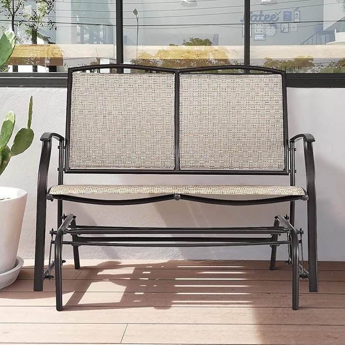 Outdoor Swing Glider Chair for 2 Persons, Rocking Seating Patio Bench w/Coated Steel Frame, Patio Loveseat for Backyard - Photo 1