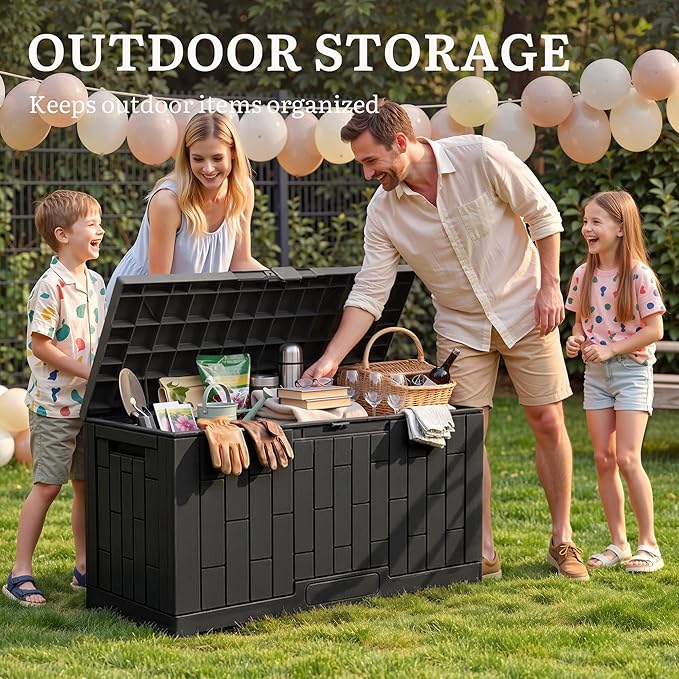 YITAHOME 60 Gallon Outdoor Storage Box, Large Water Resistant Resin Deck Box - Photo 2