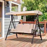 Outsunny 3-Seat Patio Swing Chair, Outdoor Porch Swing Glider with Adjustable Canopy, Removable Cushion - Photo 2