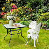 32in Outdoor Table Patio Dining Table Outdoor Dining Table with Umbrella Hole Square Tempered Glass for Yard Bistro - Photo 9
