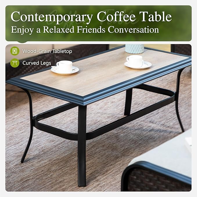 Sophia & William Patio Furniture Set, 5 Piece Metal Outdoor Conversation Set with 3-Seater Outdoor Couch, 2 Sofa Chairs - Photo 6