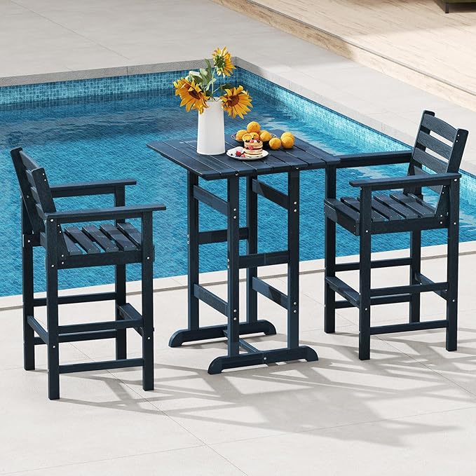 Tangkula Patio Adirondack Chairs Set of 4, HDPE Bar Height Chair with Wide Armrests & Footrest - Photo 4