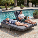 NICESOUL Double Chaise Lounge Outdoor, 51.2" Wide 2-Person Daybed with Independent Recline - Photo 1
