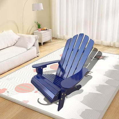 Wood Adirondack Chair, Ergonomic All-Weather Adirondack Chairs for Kids, Leisure Line Adirondack Lounge Outdoor Chairs Durable Patio Lounge Chair for Garden Lawn Indoor Blue