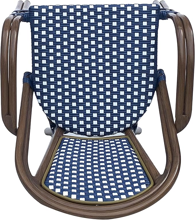 Christopher Knight Home Brianna Bistro Chairs, Navy Blue + White + Brown Wood - Photo 10