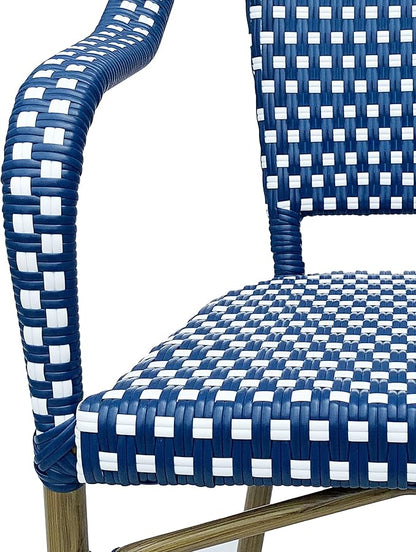 Christopher Knight Home Cecil Bistro Chairs, Navy Blue + White + Wood Print