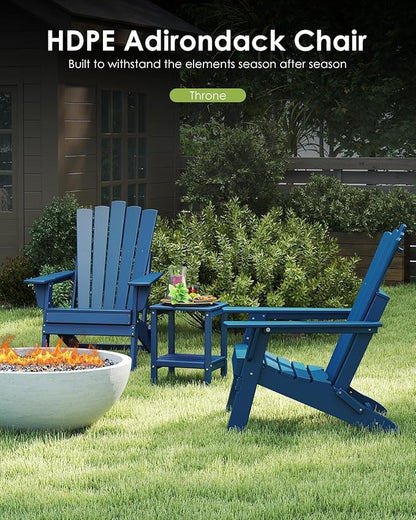 GREENVINES Folding-Adirondack-Chairs-Set-of-6 | HDPE Plastic | Throne Series | Fire Pit Chair | All Weather | for Outdoor Patio Deck Backyard Poolside | Blue