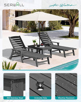 SERWALL Outdoor Coffee Table with 1.69" Umbrella Hole, HDPE Patio Coffee Table for Outside, Rectangle, Gray - Photo 5