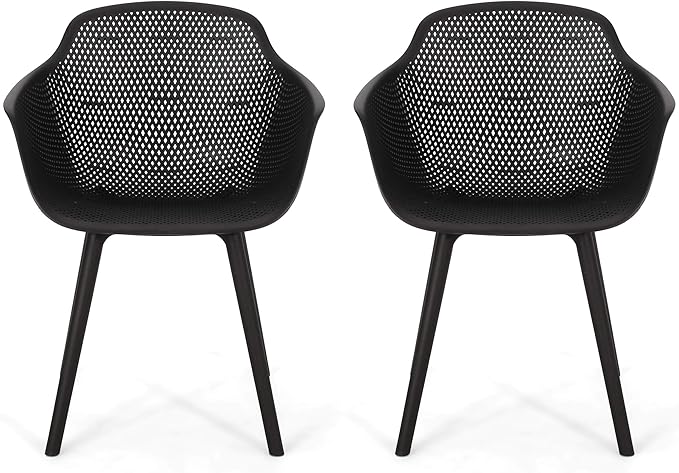 Christopher Knight Home Davina Outdoor Dining Chair (Set of 2), Polypropylene, Black