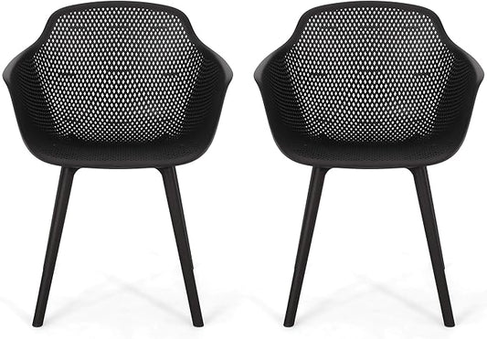 Christopher Knight Home Davina Outdoor Dining Chair (Set of 2), Polypropylene, Black