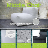 Dineli Modern ANNY-H Middle Chair Armless Chair Outdoor Furniture Comfy Patio Couch Sofa Outdoor Bean Bag Chair - Photo 4