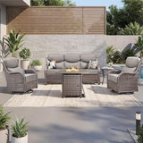 Luxury Patio Furniture Set with 6-inch Thick Cushion, Outdoor Furniture with Fire Pit Table, Swivel Chairs, Side Table - Photo 6