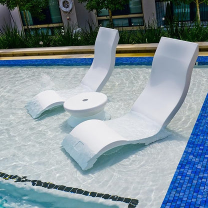 Ledge Lounger - Signature Chair - Inside Pool & Sun Shelf Lounge Chair - Designed for Shallow Shelves Up to 9” - Compatible with All Pool Types - Poolside & Sun Deck Tanning - Set of 2 - Granite Gray