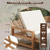 Merax 73x30in Acacia Wood Chaise Lounge Chair Recliner, Adjustable 5 Position Chaise Lounge Outdoor Furniture for Patio - Photo 3