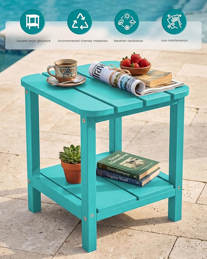 SERWALL Double Adirondack Side Table End Table Set of 2- Tiffany - Photo 4