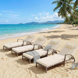 GarveeHome Outdoor Chaise Lounge Set of 2, Weather-Resistant PE Rattan Recliners with 5 Adjustable Positions, Wheels - Photo 7