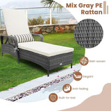 Tangkula Wicker Chaise Lounge Outdoor Set of 2, Patio Rattan Reclining Chaise with 6-Gear Adjustable Backrest - Photo 8