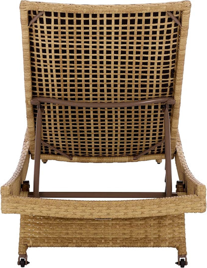 SAFAVIEH Outdoor Patio Furniture Collection – Alex Natural & Taupe Quick Dry Foam Lounger, Adjustable Outdoor Chaise, Modern Curved Design (PAT7545A)
