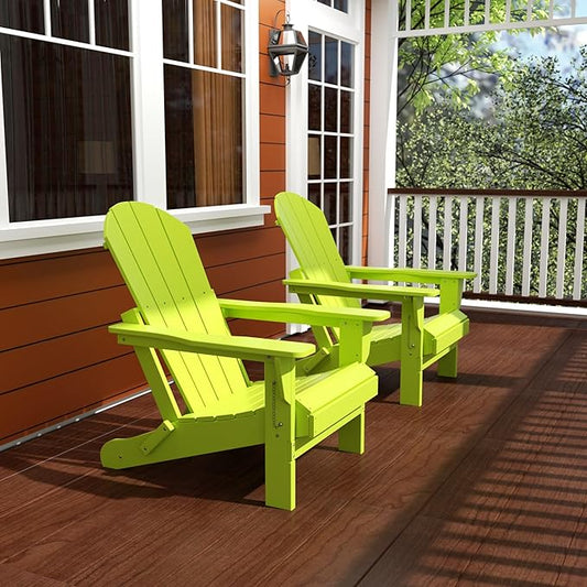 WO WESTIN OUTDOOR HDPE Laguna Outdoor Folding Poly Adirondack Chair (Set of 2), Lime