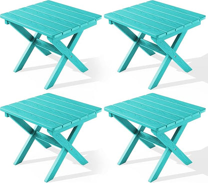 SERWALL Folding Outdoor Side Table Set of 4, Small Adirondack Side Table, Aruba