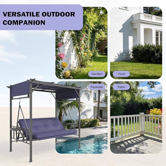 AECOJOY 2-in-1 Convertible Porch Swing Bed 3 Seat - Photo 6