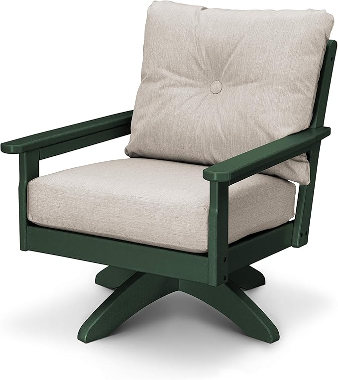 POLYWOOD® Vineyard Deep Seating Swivel Chair in Green/Cast Ash - Photo 1