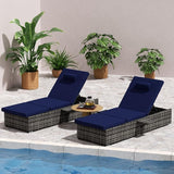 Outdoor Chaise Lounge Chair Set of 2 Wicker Pool Lounge Chairs Tanning Lounges for Outside Lawn Sunbathing Chairs with - Photo 3