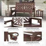 Oversized Outdoor Bench with Cup Holders, 51.5” HDPE Aesthetic Garden Bench for 2 Person - Photo 6