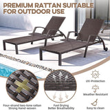 Patio Chaise Lounge Chairs Set of 2 Wicker Pool Lounge Chairs Outdoor with 5 Adjustable Back & Removable Cushion & Tray - Photo 4
