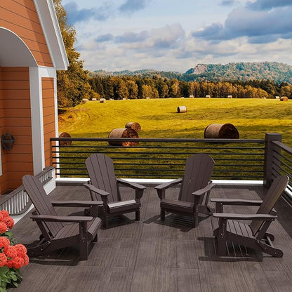 WO WESTIN OUTDOOR HDPE Laguna Outdoor Folding Poly Adirondack Chair (Set of 4), Dark Brown