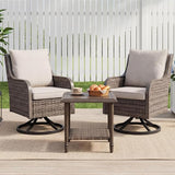 Loungewave Swivel PE Wicker Chairs, 3 Piece Patio Furniture Set - Photo 1