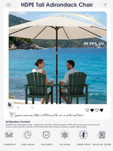 KINGYES Tall Adirondack Chair Set of 2 with 9FT Umbrella - Photo 7