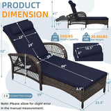 Outdoor Chaise Lounge Chair, PE Wicker Long Recliner Patio Lounge Chair with Cushion - Photo 2