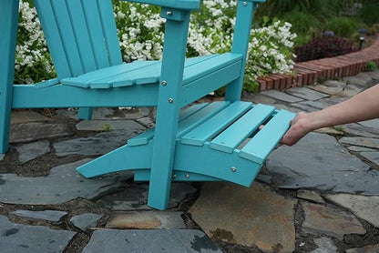 nevilywood HDPE Folding Ottoman - Adirondack Chair Footrest – Weather Resistant, Wood-Grain, Low-Maintenance-, Garden Patio Porch – Grey