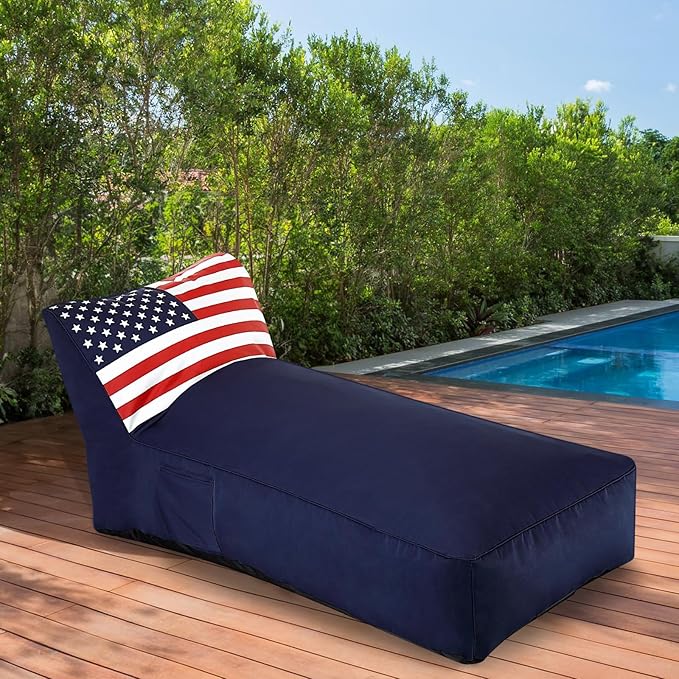 Outdoor Chaise Lounge Chair, Sunbed UV Resistant American Flag Sofa Couch Patio Waterproof Outside Sunlounge Reclining - Photo 7