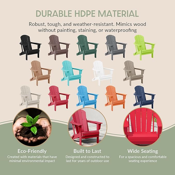 WestinTrends Malibu Malibu Outdoor Folding Poly Adirondack Chair (Set of 8), Red
