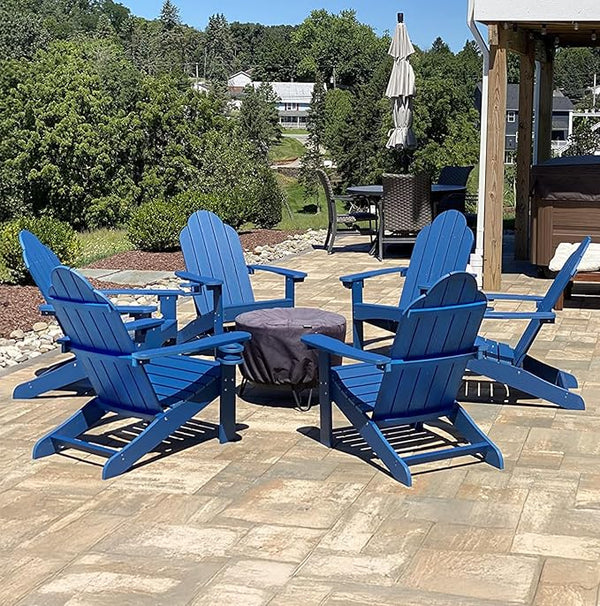LUE BONA HDPS Adirondack Chairs Set of 6, Fire Pit Outdoor Chair Weather Resistant with Cup Holder - Photo 1
