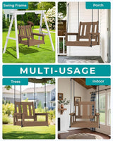 SERWALL HDPE Single Porch Swing, Heavy Duty Single Person Swing Chair with 2 Polypropylene Hanging Ropes - Photo 4