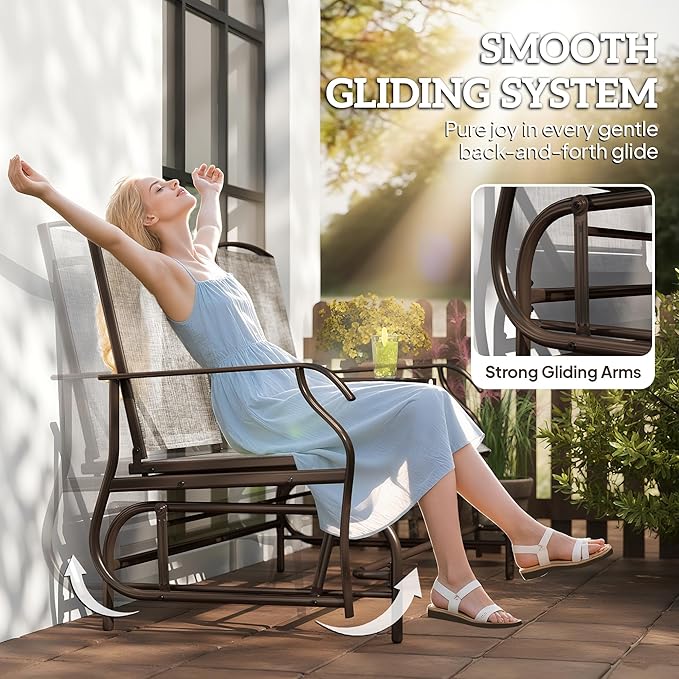 Outsunny Outdoor Glider Bench with Center Table - Photo 3