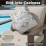 Outdoor Wicker Metal Chairs Set of 2 with Two Ottomans, 360 Degree Glider Rockers Armchairs - Photo 5