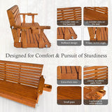 Wooden Porch Swing 3-Seater, Bench Swing with Cupholders, Hanging Chains and 7mm Springs, Heavy Duty 800 LBS - Photo 5