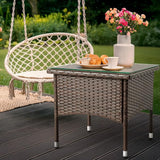 Outvita 20" Patio Coffee Table, Glass Tabletop Square Side Table, Waterproof & Rustproof, Adjustable Feet - Photo 7
