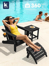 KINGYES Folding Adirondack Chair Set of 4, HDPE All-Weather Patio Chairs with Cup Holder - Photo 8