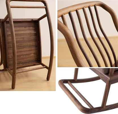 Rocking Chair Black Walnut Wood Patio Rocking Chairs Outdoor Rocking Chair & Indoor Rocker for Garden Patio Balcony Backyard Porch Rocker with Cushion and Backrest